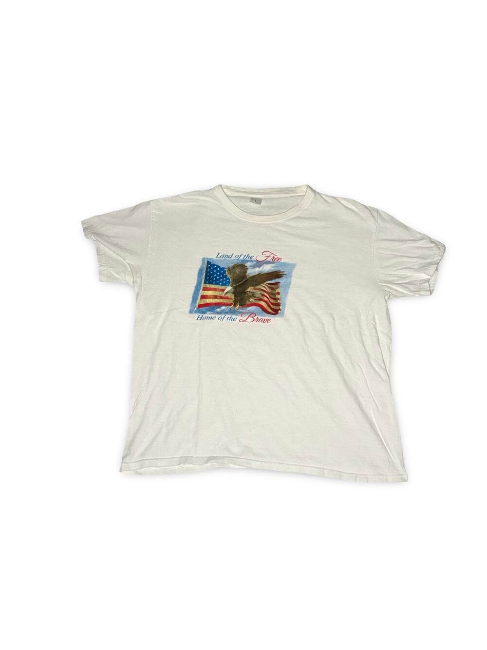 Vintage Patriotic Eagle White USA Graphic T-Shirt – Women’s (Size L)